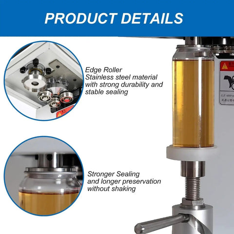 Close-up of Pro Grade Electric Cup Sealer With Digital Lcd Counter showcasing stainless steel rollers for durable sealing.