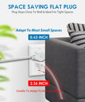 12ft Twin Extension Cord Power Strip With 6 Outlets On Each Side, Flat Head Plug, Indoor Use, ETL Listed, Double Cord Splitter