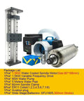 Heavy Duty Water Cooled Spindle Z Axis Slide Stage Kit 1.5Kw Motor With 300Mm Travel includes spindle, motor, drive, and accessories.