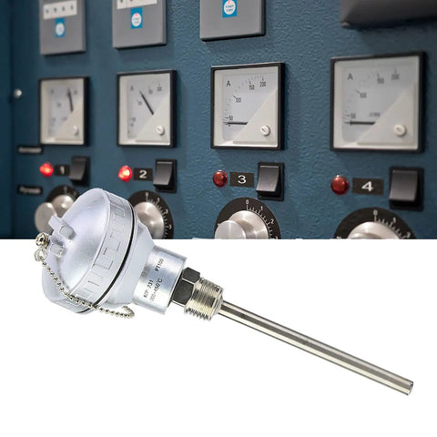 Beefed-Up PT100 Temperature Sensor Probe With Half Inch NPT Thread Head Stainless Steel Industrial Grade Range -200 to 420 Degrees