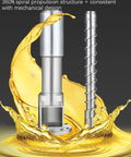 Premium Stainless Steel Oil Press Built Like Iron For Home Or Small Business Use High Output Melon Seed Cold Press Machine showing spiral structure and oil splash.
