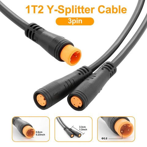 Y Splitter Extension Wire For Bike Headlight Gear Sensor And Brake Split Cable With Julet Type 3 Pin Connector 24 Inches Long Water Resistant 2 Pin 3 Pin 4 Pin 5 Pin Compatible With 36V E Bikes For Easy Hookups