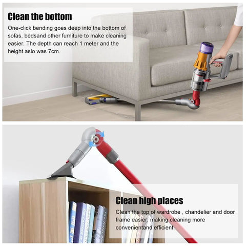 Bottom Quick Release Bend Adapter For V10Slim And V12 Digital Slim Vacuum Cleaners deep cleaning under sofa and reaching high shelf