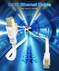 Cat8 Ethernet Cable Ultra Fast 40Gbps 2000MHz Shielded Network Cord For Indoor Outdoor Use 15ft To 100ft Gold Plated RJ45 Connectors