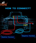 XYCLE 12000 Lb Electric Winch With Synthetic Rope wiring diagram showing positive and negative terminal connections.