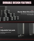 Close-up of sturdy metal structure and adjustable feet pads for 55 Inch Gaming Desk With LED Lights And Large Mouse Pad For Home Office