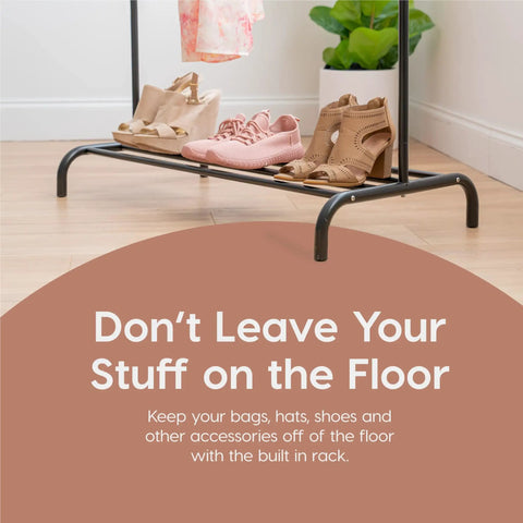 Heavy Duty Clothing Rack With Secure Metal Shelf And Smooth Rod Designed To Kick Dresser Clutter Out The Door While Keeping Your Fresh Threads Sorted And Ready For Any Hang Session Or Quick Morning Grab