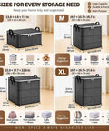 Rock Solid Heavy Duty Foldable Storage Cubes With Secure Snap Lids And Reinforced Carry Handles For Super Roomy Home Organization and Bulky Linen Transport Gear sizes chart.