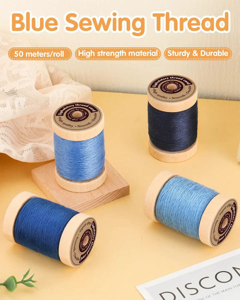Heavy Duty Upholstery And Denim Repair Kit With Blue Sewing Threads For Home DIY Fixes Jeans Jackets Bags Shoes Wallets