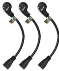 1 Foot Flat Plug Extension Cord With 16 AWG 3 Prong Male To Female For Indoor Outdoor Use Heavy Duty Power Cable, set of three cords