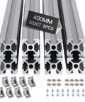 Eight Pack 400mm 2020 Aluminum T Slot Extrusion Rails European Standard Anodized Linear Rails For 3D Printer Parts And CNC DIY Projects Dope For Makers Silver with connectors and screws