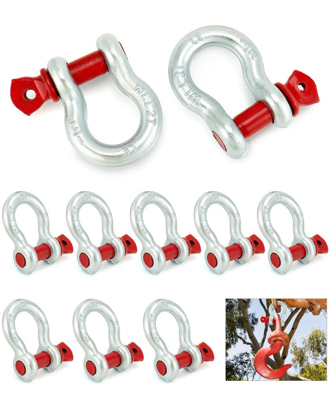 Heavy Duty Half Inch Anchor Shackles Alloy Screw Pin Forged Carbon Steel Ten Pack D Ring Shackles Two Ton 4400 Lbs Working Load Limit Built Tough For Rigging Lifting And Towing
