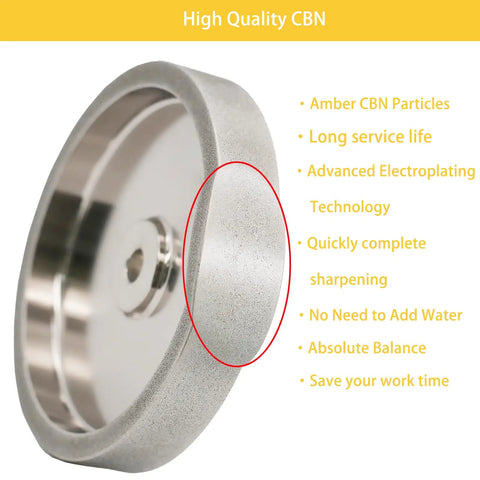 6 Inch CBN Grinding Wheel, 180 Grit, 1 Inch Wide, 1/2 Inch Arbor, For HSS Tools, Lathe Chisels, Woodturning, And Bench Grinders