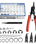 870 Pieces Alloy Steel External C Clip And E Clip Retaining Ring Kit Heavy Duty With 4 In 1 Snap Ring Pliers And Tweezers