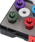 Fabater Premium Electric Wire Stripper For 6-14 Awg Solid Hard Cable drill bit attachments in a storage case, including sizes 8, 10, 12, 14 AWG.