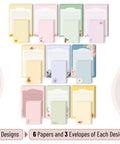 Floral Pastel Letter Paper Set With Envelopes, 60 Letter Sheets And 30 Envelopes In Ten Unique Floral Designs, 5.2 By 7.3 Inch
