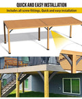 Tough As Nails 45 Degree Angle Support Brackets Heavy Duty Carbon Steel Beam Connectors For Pergola Gazebo Deck Patio Outdoor Projects Black Powder Coated Steel Corner Braces 8 Pack in use on patio framing.