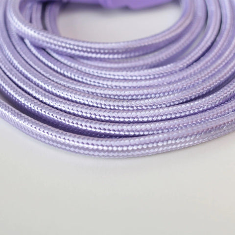 Designer Series Stylish Fabric Extension Cord 9 Feet Long With Right Angle Plug And Three Polarized Outlets 125 Volts Metallic Purple