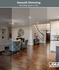 Living room with LED A19 Light Bulb 60W Equivalent Dimmable, smooth dimming demonstration, 810 Lumens, 2700K Soft White