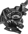 Beefy Front Steering Knuckle And Wheel Bearing Hub Assembly For Hyundai Sonata 2011 2012 2013 Right Passenger Side Replacement Part With OE Like Fit Easy Install Durable Auto Suspension Component. Black metal knuckle and bearing visible