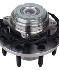 Close-up of Front 4WD Wheel Bearing and Hub Assembly for 2000-2002 Ford Excursion and 1999-2004 Ford F-250 Super Duty and F-350 with ABS