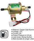 Copper 12V HEP-02A fuel pump from the 12V Electric Fuel Pump Kit for Cars, Trucks, Boats and Lawn Mowers with 3-6 PSI output