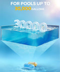 3 In 1 Pool Winter Closing Kit For Above Ground And Inground Pools Up To 30000 Gallons with floating chemical units in water.