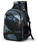 Dark Storm Castle Crow Printed Unisex Backpack With Large Capacity Durable Polyester Breathable Comfort Sturdy Zipper Ideal For School Travel And Everyday Use with crow print design