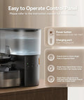 Wireless Cat Water Fountain With No Filters And Wastewater Separation control panel showing power button and charging port.