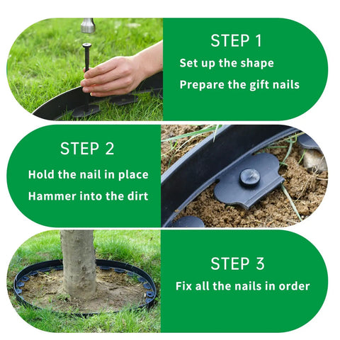 Step-by-step guide for installing No Dig Landscape Edging System For Quick Easy Diy Lawn Borders 40 Ft Run around a tree.