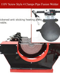 Four Clamp Pipe Fusion Welder Hand Crank Butt Fusion Welding Machine 110V with durable anti-sticking heating plate.