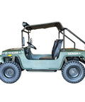 Side view of 200CC Off Road Go Kart for Adults with Fully Automatic CVT LED Top Lights 10 Inch All Terrain Tires 94 Inch Long Dual Seat Utility Trail Rider Built Tough Army Green Finish