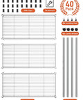 40 pack components for Heavy Duty Chrome Steel Rolling Storage Shelves Three Tier Mobile Wire Rack setup including clips and shelves.