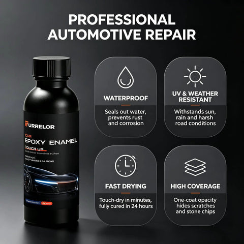 Freshen Up Your Ride With This Badass Car Touch Up Paint 50ml High Density Pigment Wheel Paint in black, waterproof epoxy enamel bottle.