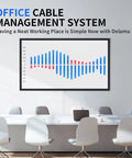Office setting with chart on screen showing One Cord Wire Hider For Walls 142 Inch Paintable Cable Cover Raceway White.