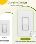 Matte White Single Pole Decorator Paddle Light Switch 15A, 10 Pack, fingerprint-resistant matte finish wall switch