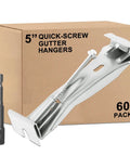 5 Inch Gutter Hangers With Pre Inserted Quick Screw Clips, 60 Pcs Hidden Bracket Clips For 5 Inch K-Style Aluminum Gutters, Includes 1/4 Inch Hex Drill Bit