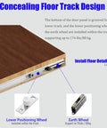 Image showing the underside of a door panel with Concealed Wall Mount Sliding Barn Door Hardware Kit With Soft Close Mechanism Trackless Top Rail.