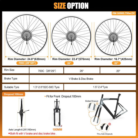 Boost Your Ebike With 48V 500W Front Hub Motor Conversion Kit, TFT Display And 48V Battery For 20, 26 Or 700C Wheels, Built For Mountain, Commuter And City Cruising