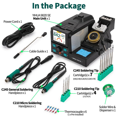 200W Micro Soldering Kit with Pro Grade Precision Iron Station, 11 Tips, Lead Free Solder, auto calibration, ESD Safe