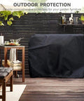 Outdoor Prep Table Cover Heavy Duty Waterproof Shield For Keter Unity Small Portable Table Fits 36 Inch Outdoor Utility Cart And Storage Cabinet shown on a patio.