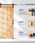 6.6 Ft Sliding Barn Door Track And Handle Hardware Kit With Basic J Pulley Ball Bearing Rollers Powder Coated Steel Smooth Quiet Sliding Easy Install Tested Beyond 100000 Cycles Suitable For 36 To 40 Inch Wide Single Doors