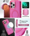 Milan Snap Case for iPhone 16 Pro Max pink glitter MagSafe compatible with raised edges and 13-foot drop protection, recycled materials.