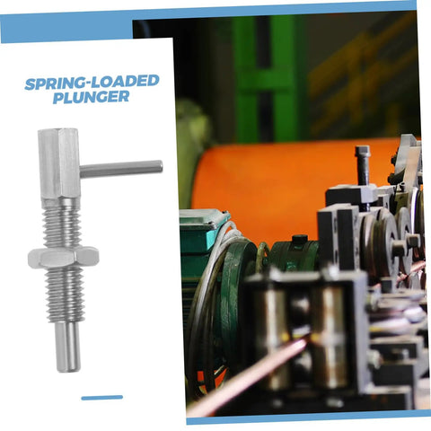 Top Shelf Handle Indexing Lock With Hella Secure Plunger Spring Latch Pin and Zero Hassle Safety Locking Mechanism For Heavy Duty Tools Reliable Equipment And Daily Shop Gear, stainless steel spring-loaded plunger.