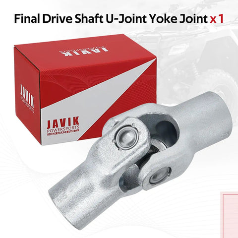 Heavy Duty Final Drive Shaft U Joint Yoke For Honda ATV Models Recon 250 FourTrax 300 Foreman 500 400 450 Rubicon 500 Rancher 400 350 OEM 40210-HN7-010 Drop In Fit Direct Bolt On Replacement silver yoke with box