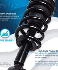 Close-up of 2 Front Replacement Struts With Coil Springs For Chevy GMC Silverado Sierra Yukon XL Suburban 1500 Tahoe Escalade ESV EXT Ready To Install Strut Assemblies Excluding Electronic Suspension showing coil and components