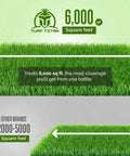 Comparison of coverage area for Liquid Lawn Aerator And Dethatcher With Hose End Sprayer, showcasing 6000 sq ft range.