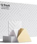 Top Shelf Self Adhesive Sound Proof Foam Panels For Walls Premium Acoustic Treatment For Podcast Rooms And Home Studios 12 Pack displaying white patterned panels, size 12x12 inches.