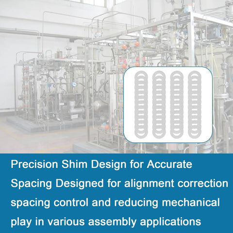 M10 X 18mm Shim Washer Set 304 Stainless Steel Precision Spacing Washers 48 Pieces with detailed spacing design illustration.