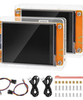 Two 2.8 Inch ESP32 Development Boards with WiFi and Bluetooth, dual core 240MHz, 320x240 TFT LCD, in acrylic shells with accessories.